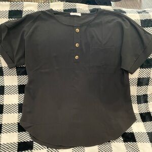 Zenana Outfitters Charcoal Button-Up Top